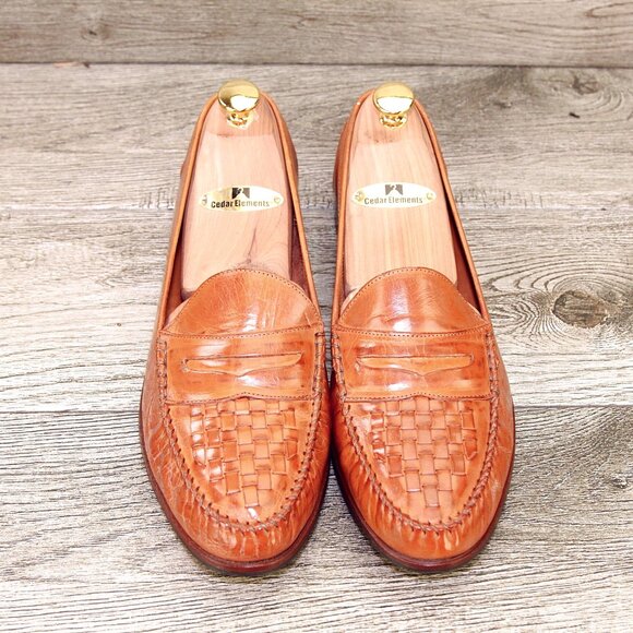 * NIB * $295 Allen Edmonds BARBADOS Italian Loafer 9.5 D Cognac * add $15 Trees - Picture 2 of 13